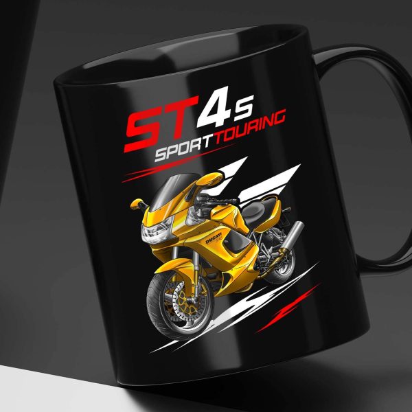 Black Mug Ducati ST4S Yellow, Ducati ST Merchandise, ST4S Clothing
