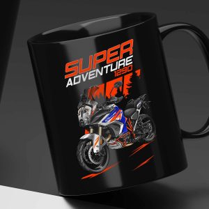 Black Mug KTM 1290 Super Adventure Clothing & Merchandise R 2021-2022 Blue & White & Orange