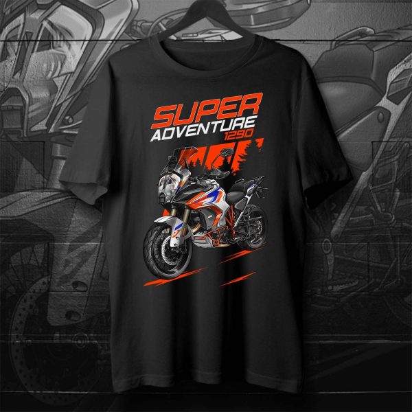 T-shirt KTM 1290 Super Adventure R 2023 White & Blue & Orange, Super Adventure 1290 Clothing, KTM 1290 Super Adventure Merchandise for ADV Riders