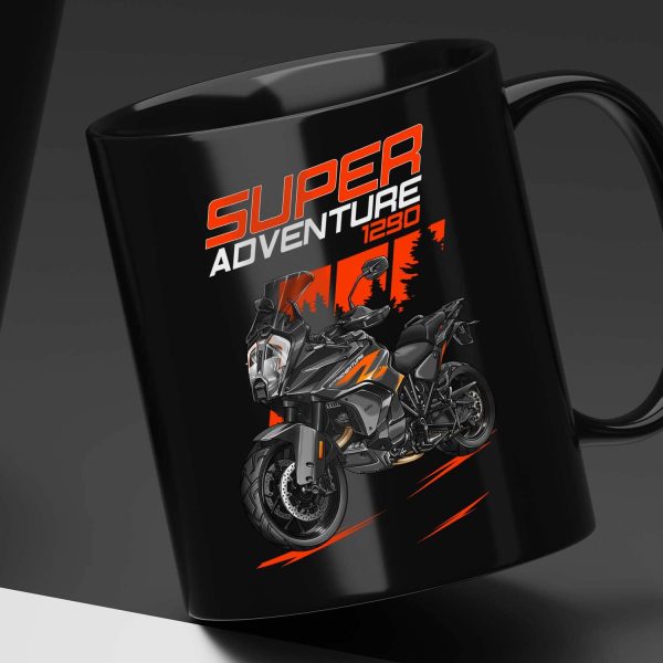 Black Mug KTM 1290 Super Adventure S 2021-2022 Gray Orange, Super Adventure 1290 Clothing, KTM 1290 Super Adventure Merchandise for ADV Riders