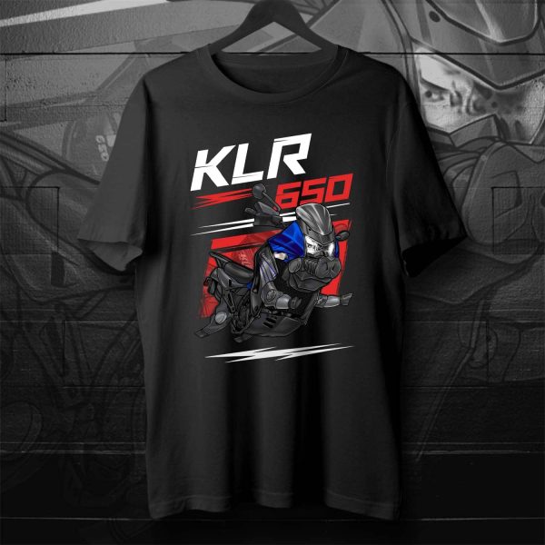 T-shirt Kawasaki KLR 650 Pig 2010 Candy Thunder Blue, Kawasaki KLR650 Merchandise, Kawasaki KLR650E Clothing 2008-2018