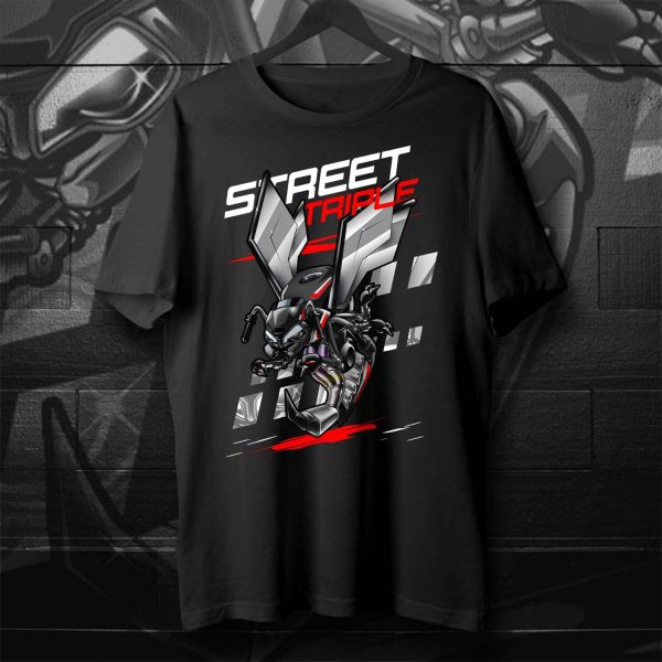 T-shirt Triumph Street Triple Wasp R Sapphire Black 2020-2021, Street Triple 660S & 765R/RS Clothing, Triumph Street Triple Merchandise for Bikers