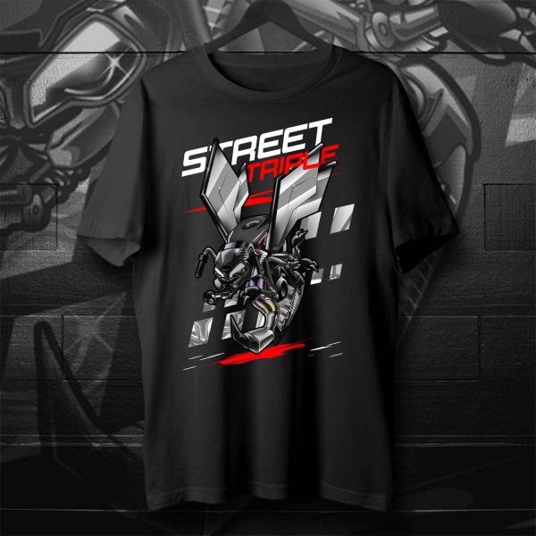 T-shirt Triumph Street Triple Wasp R Sapphire Black 2022, Street Triple 660S & 765R/RS Clothing, Triumph Street Triple Merchandise for Bikers