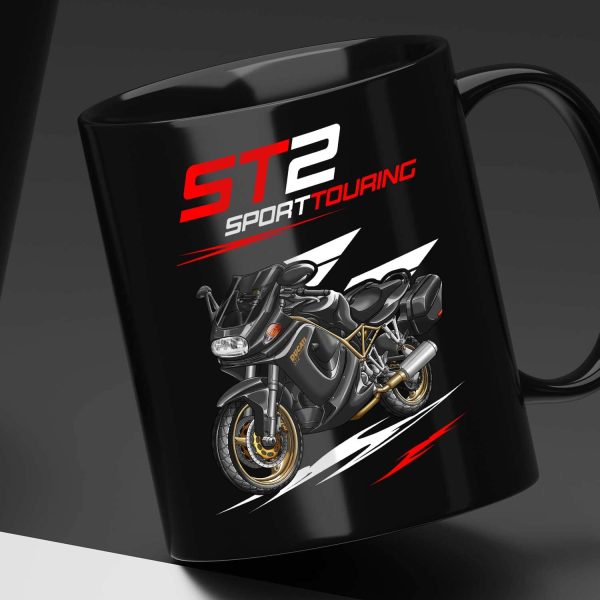 Black Mug Ducati ST2 Gross Black + Saddlebags, Ducati ST Merchandise, ST2 Clothing