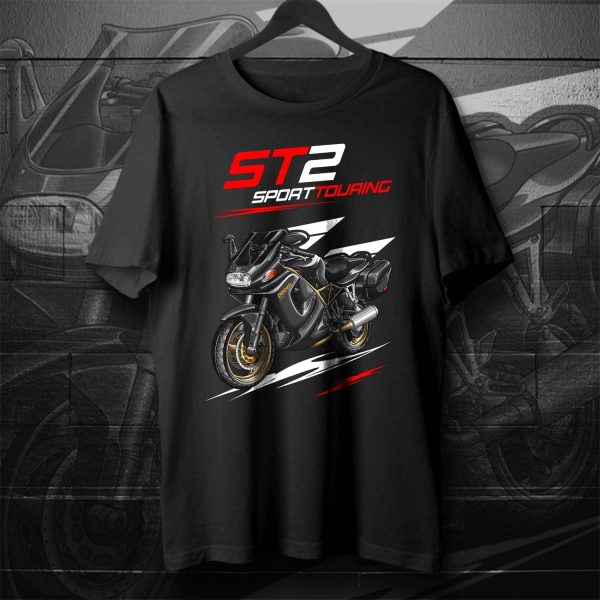 T-shirt Ducati ST2 Gross Black + Saddlebags, Ducati ST Merchandise, ST2 Clothing