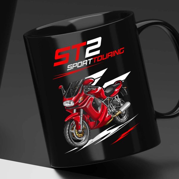Black Mug Ducati ST2 Red, Ducati ST Merchandise, ST2 Clothing