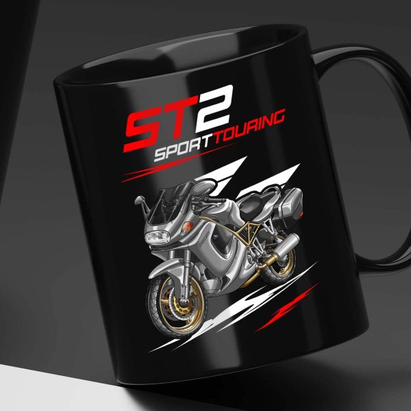 Black Mug Ducati ST2 Silver Metallic + Saddlebags, Ducati ST Merchandise, ST2 Clothing