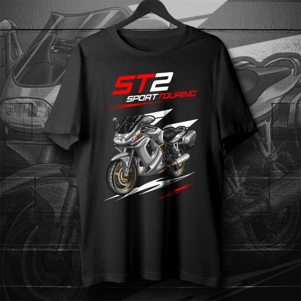 T-shirt Ducati ST2 Silver Metallic + Saddlebags, Ducati ST Merchandise, ST2 Clothing