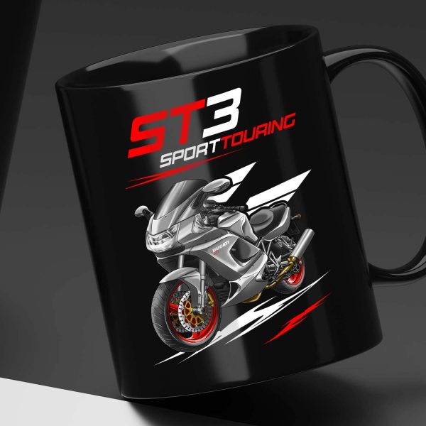 Black Mug Ducati ST3 Gray Metallic, Ducati ST Merchandise, ST3 Clothing