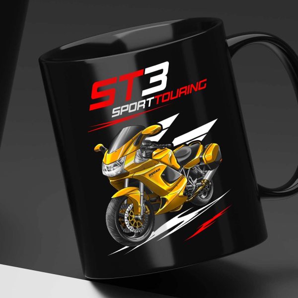 White Mug Ducati ST3 Yellow + Saddlebags, Ducati ST Merchandise, ST3 Clothing
