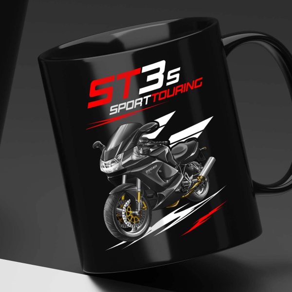 Black Mug Ducati ST3 S Black, Ducati ST Merchandise, ST3 Clothing