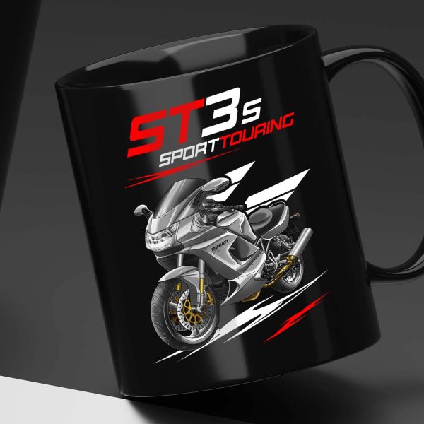 Black Mug Ducati ST3 S Gray Metallic, Ducati ST Merchandise, ST3 Clothing