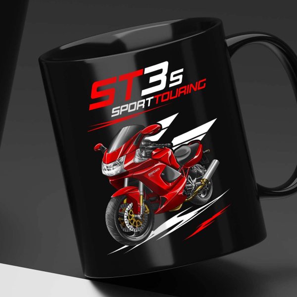 Black Mug Ducati ST3 S Red, Ducati ST Merchandise, ST3 Clothing