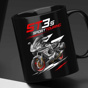 Black Mug Ducati ST3 S Senna Gray + Saddlebags, Ducati ST Merchandise, ST3 Clothing
