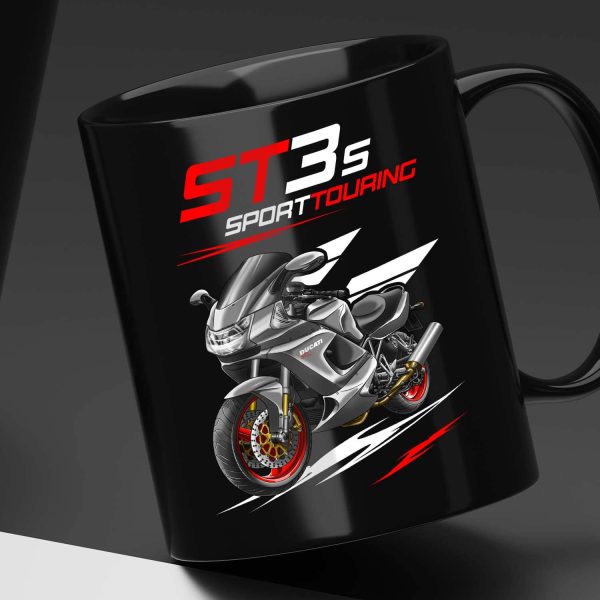 Black Mug Ducati ST3 S Senna Gray, Ducati ST Merchandise, ST3 Clothing