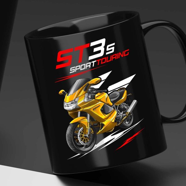 Black Mug Ducati ST3 S Yellow, Ducati ST Merchandise, ST3 Clothing