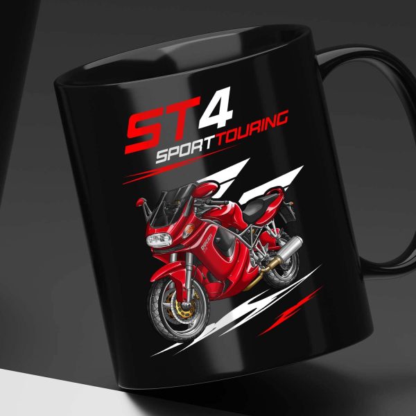 Black Mug Ducati ST4 Red, Ducati ST Merchandise, ST4 Clothing