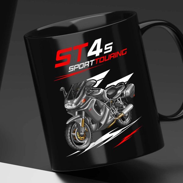 Black Mug Ducati ST4 S Gray Metallic + Saddlebags, Ducati ST Merchandise, ST4 Clothing