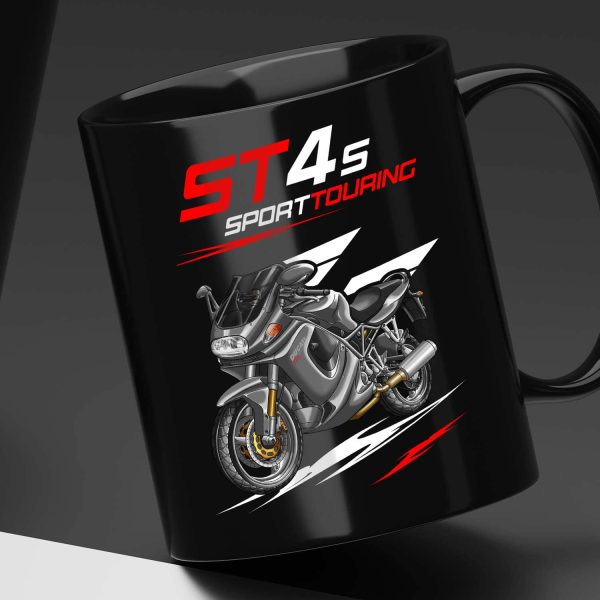 Black Mug Ducati ST4 S Gray Metallic, Ducati ST Merchandise, ST4 Clothing