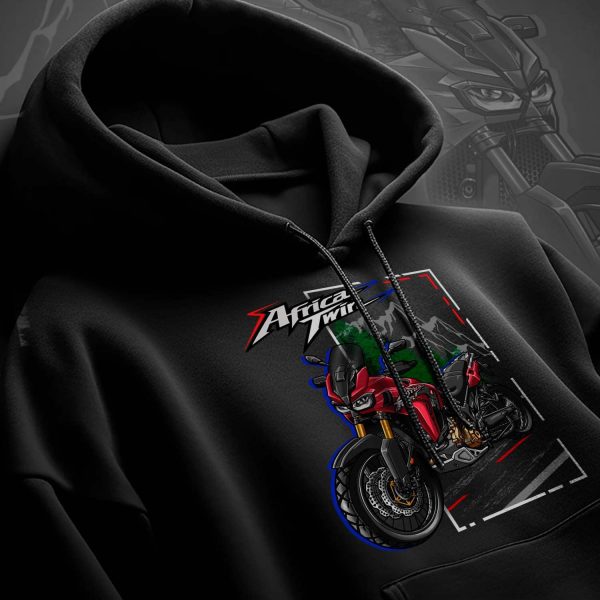 Hoodie Honda Africa Twin CRF1000L 2017-2018 Candy Chromosphere Red, Honda Africa Twin Merchandise, Honda CRF1000L Clothing