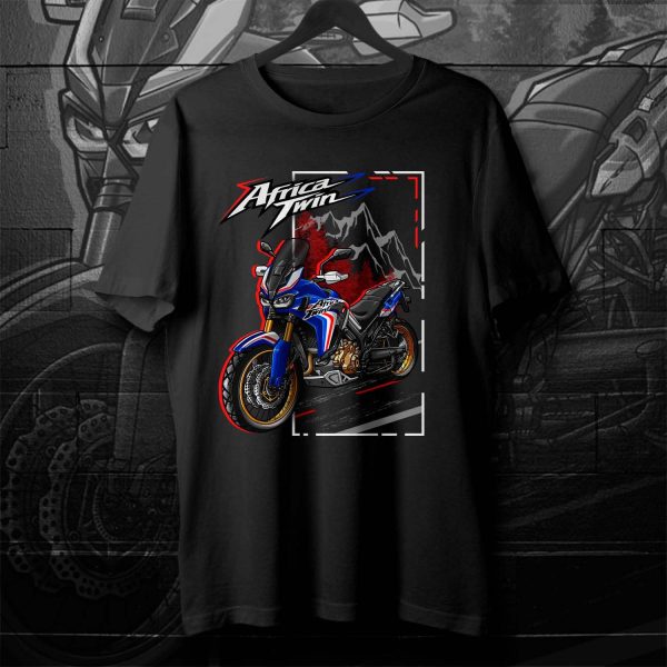 T-shirt Honda Africa Twin CRF1000L 2019 Blue & White & Red, Honda Africa Twin Merchandise, Honda CRF1000L Clothing