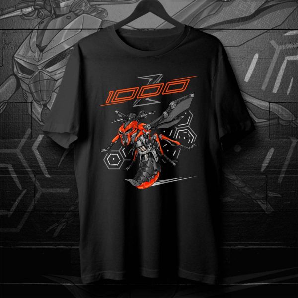 T-shirt Kawasaki Z1000 Hornet 2014 Candy Burnt Orange & Metallic Spark Black, Kawasaki Z1000 Merchandise, Z1000 Clothing