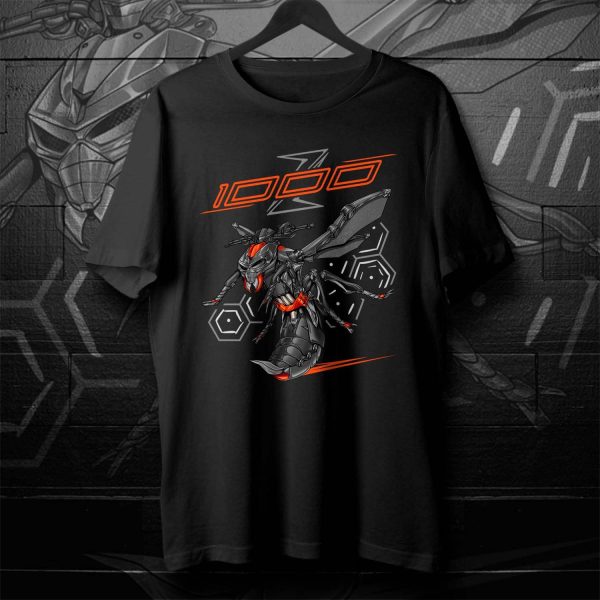 T-shirt Kawasaki Z1000 Hornet 2015 Metallic Carbon Grey & Candy Burnt Orange, Kawasaki Z1000 Merchandise, Z1000 Clothing