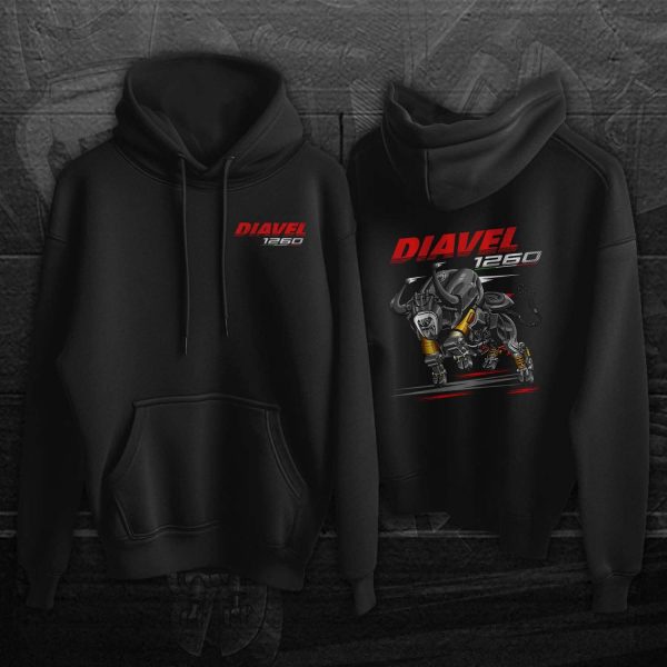 Ducati Diavel 1260 Bull Hoodie 2019-2022 S Total Black Clothing and Merchandise