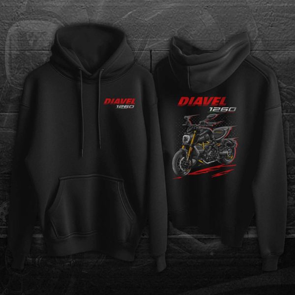Ducati Diavel 1260 Hoodie 2021-2022 S Black and Steel, Clothing and Merchandise