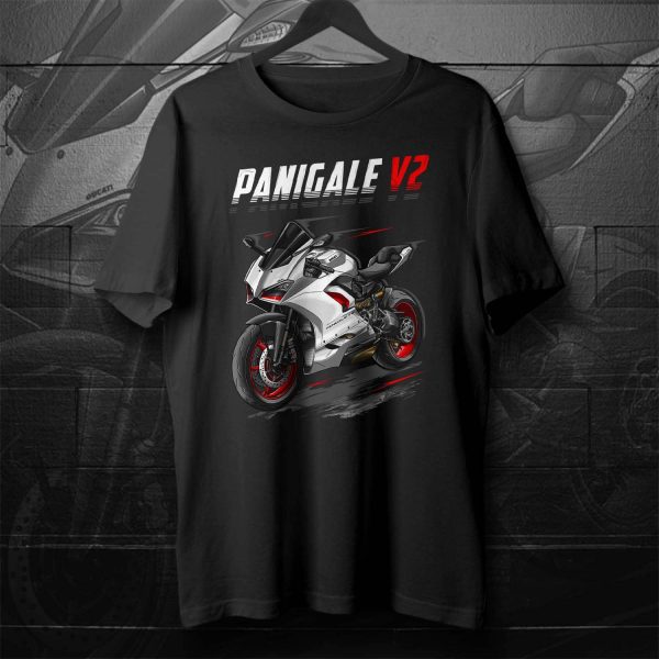 Ducati Panigale V2 T-shirt Star White Silk Merchandise & Clothing Motorcycle Apparel