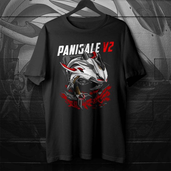 T-shirt Ducati Panigale V2 Shark Star White Silk Merchandise & Clothing Motorcycle Apparel