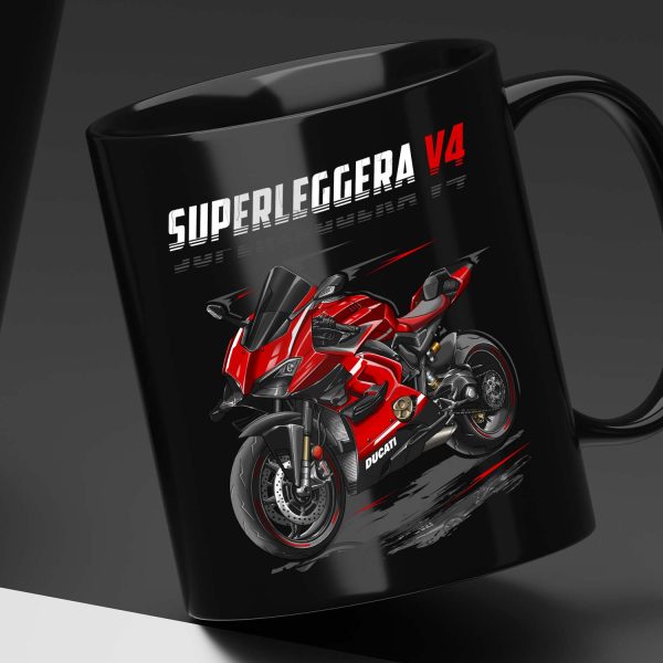 Ducati Superleggera V4 Clothing Red SLV4 Motorcycle Black Mug