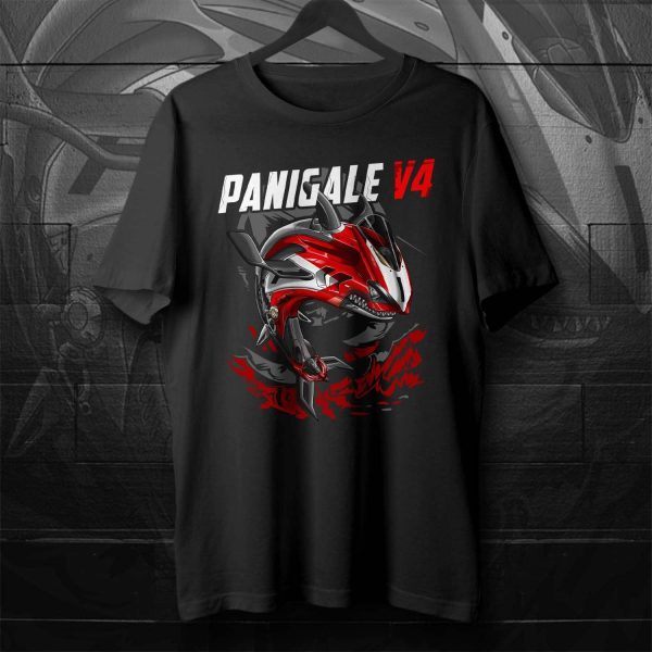 T-shirt Ducati Panigale V4 Shark 2023 Standard Red Merchandise & Clothing Motorcycle Apparel