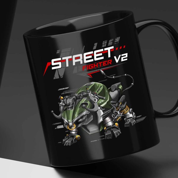 Black Mug Ducati Streetfighter V2 Bull 2022-2023 Storm Green Merchandise & Clothing Motorcycle Apparel