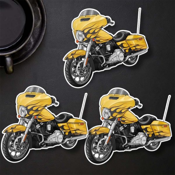 Harley-Davidson Street Glide CVO Stickers 2015 Scorching Yellow & Starfire Black Flames Merchandise & Clothing
