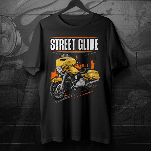 Harley-Davidson Street Glide CVO T-shirt 2015 Scorching Yellow & Starfire Black Flames Merchandise & Clothing