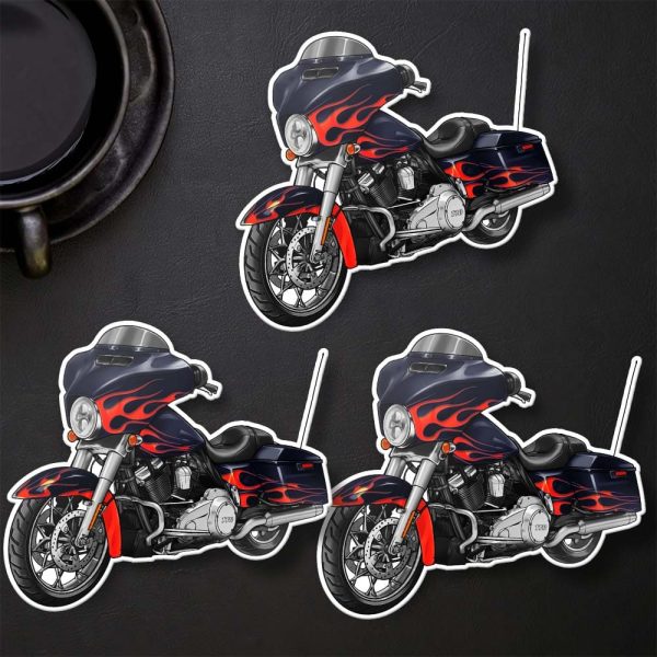 Harley-Davidson Street Glide CVO Stickers 2015 Ultraviolet Blue & Molten Lava Flames Merchandise & Clothing
