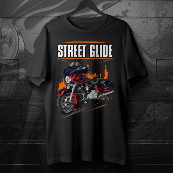 Harley-Davidson Street Glide CVO T-shirt 2015 Ultraviolet Blue & Molten Lava Flames Merchandise & Clothing