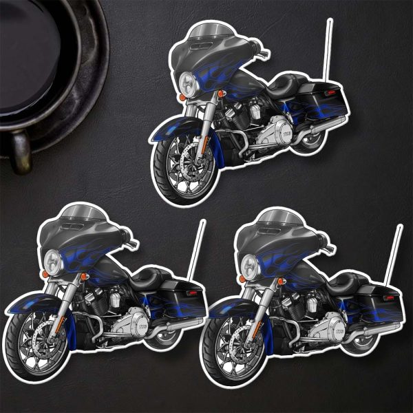 Harley-Davidson Street Glide CVO Stickers 2016 Black Licorice & Midnight Cobalt Flames Merchandise & Clothing