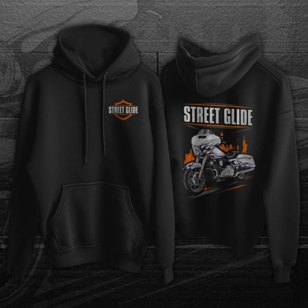Harley-Davidson Street Glide CVO Hoodie 2016 White Amethyst & Black Flames Merchandise & Clothing