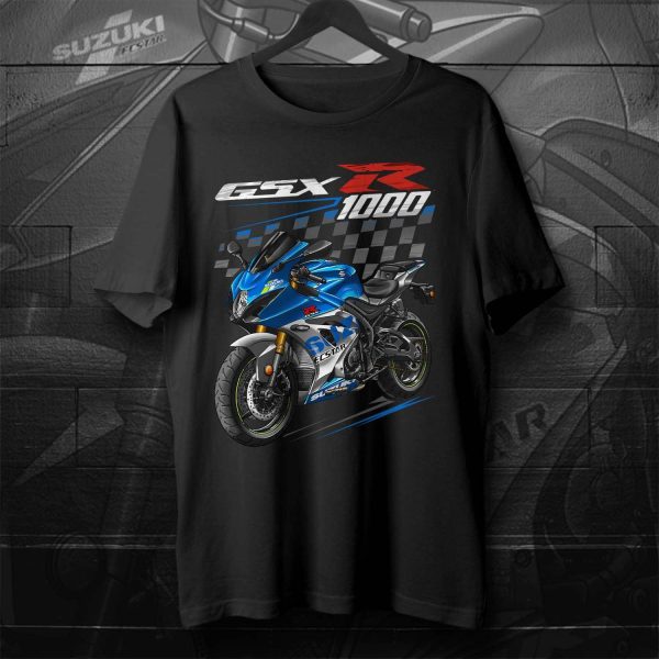 Suzuki GSX-R 1000 T-shirt 2021-2023 Metallic Triton Blue & Metallic Mystic Silver Merchandise & Clothing