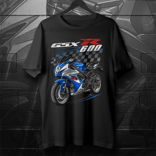 Suzuki GSX-R 600 T-shirt 2013 Metallic Triton Blue & Pearl Glacier White Merchandise & Clothing