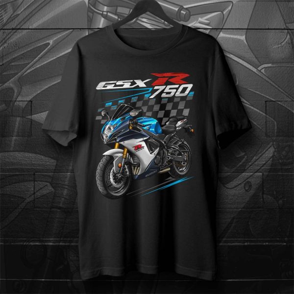 Suzuki GSX-R 750 T-shirt 2011-2012 Metallic Triton Blue & Pearl Splash White Merchandise & Clothing