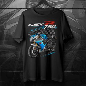 Suzuki GSX-R 750 T-shirt 2013-2014 Metallic Triton Blue & Pearl Glacier White Merchandise & Clothing