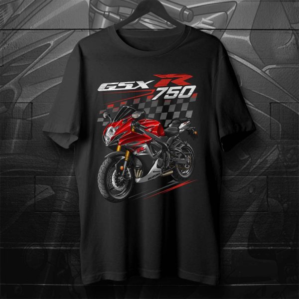 Suzuki GSX-R 750 T-shirt 2015 Glass Sparkle Black & Pearl Mira Red Merchandise & Clothing