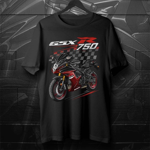 Suzuki GSX-R 750 T-shirt 2018 Candy Daring Red & Glass Sparkle Black Merchandise & Clothing