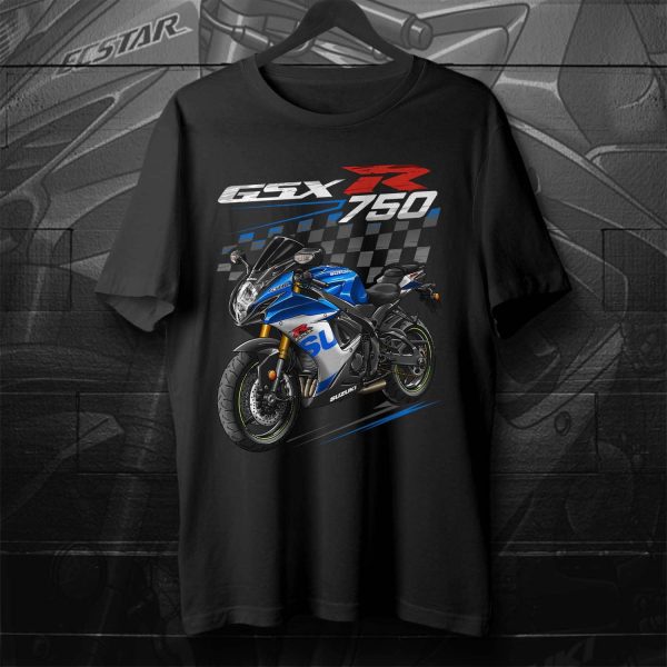 Suzuki GSX-R 750 T-shirt 2023 Metallic Triton Blue & Metallic Mystic Silver Merchandise & Clothing