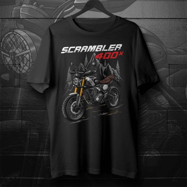 Triumph Scrambler 400 X T-shirt Phantom Black Silver Ice Merchandise & Clothing
