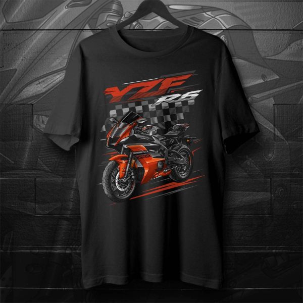 Yamaha YZF R6 2020 T-shirt Vivid Orange & Matte Raven Black Merchandise & Clothing