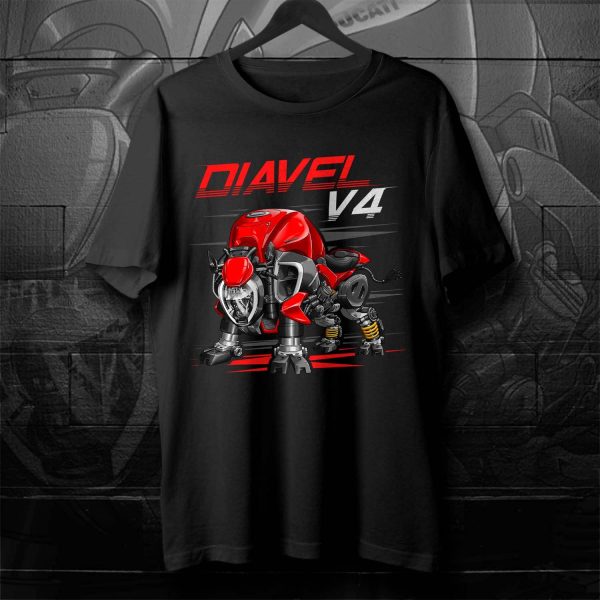 Ducati Diavel V4 Bull T-shirt Classic Red Clothing & Merchandise Motorcycle Apparel